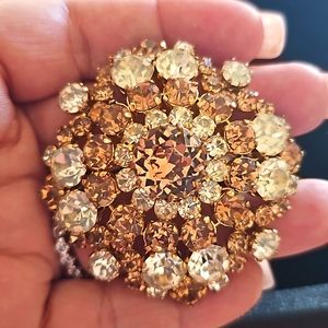 Vintage Austrian Rhinestone Dome Brooch